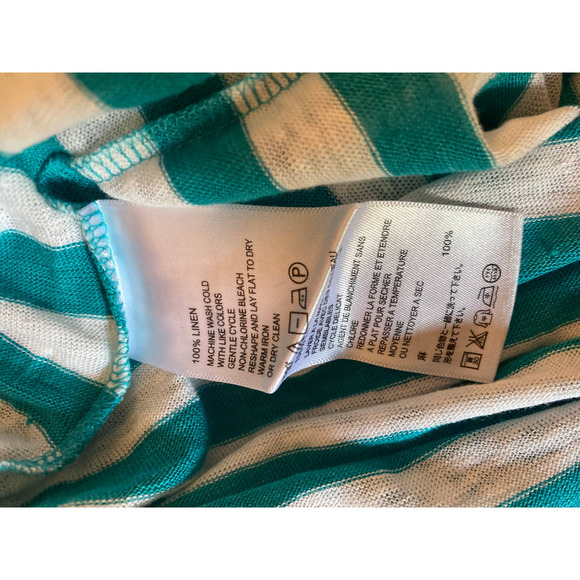 Tommy Bahama women's shirt Large Linnea stripe jersey henley Linen turquoise - Picture 9 of 9